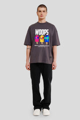 Woops Dark Grey Printed T-Shirt