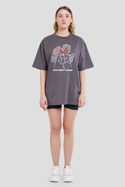Partner N Crime Dark Grey Printed T-Shirt