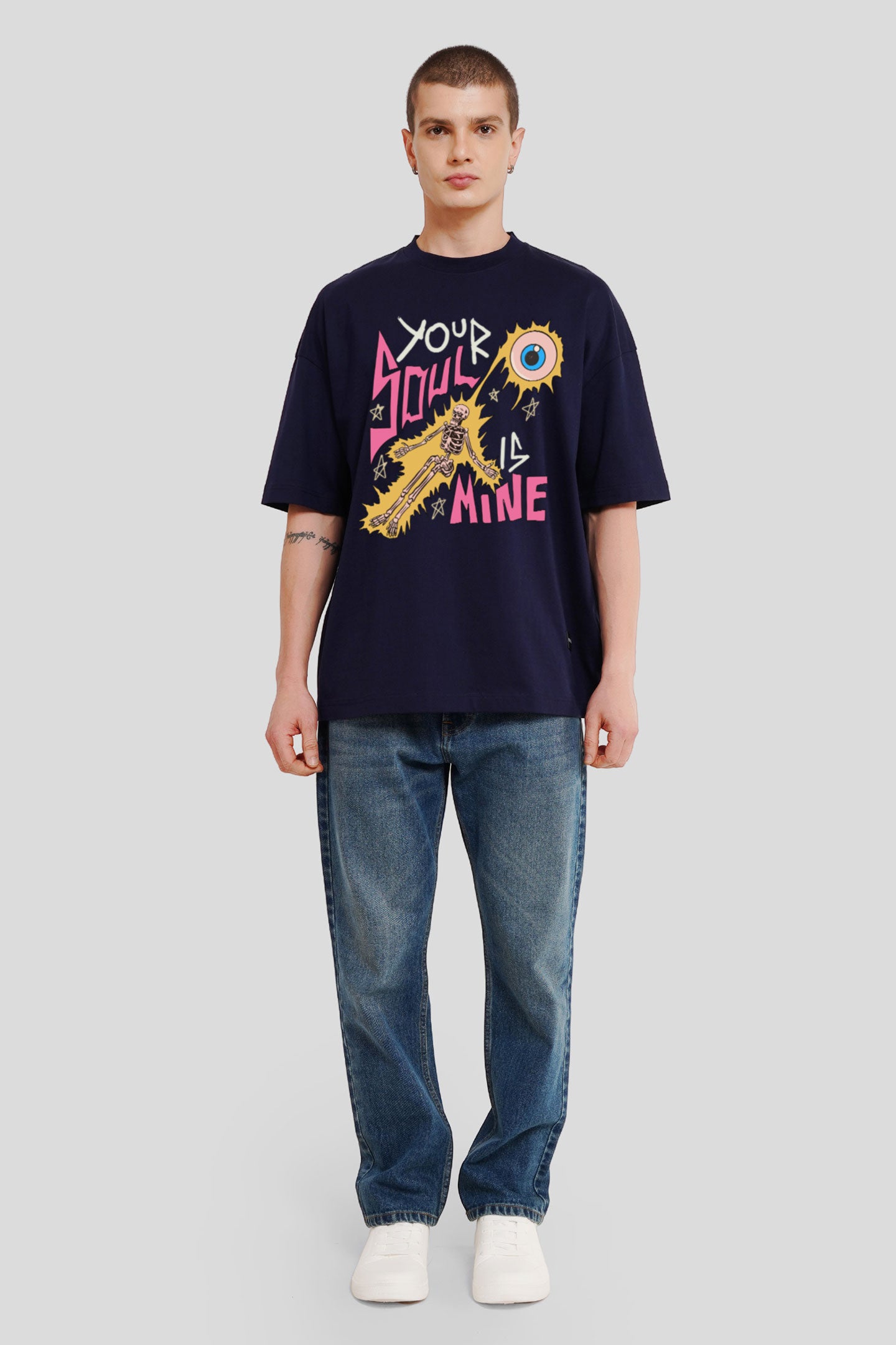 Your Soul Is Mine Navy Blue Printed T-Shirt