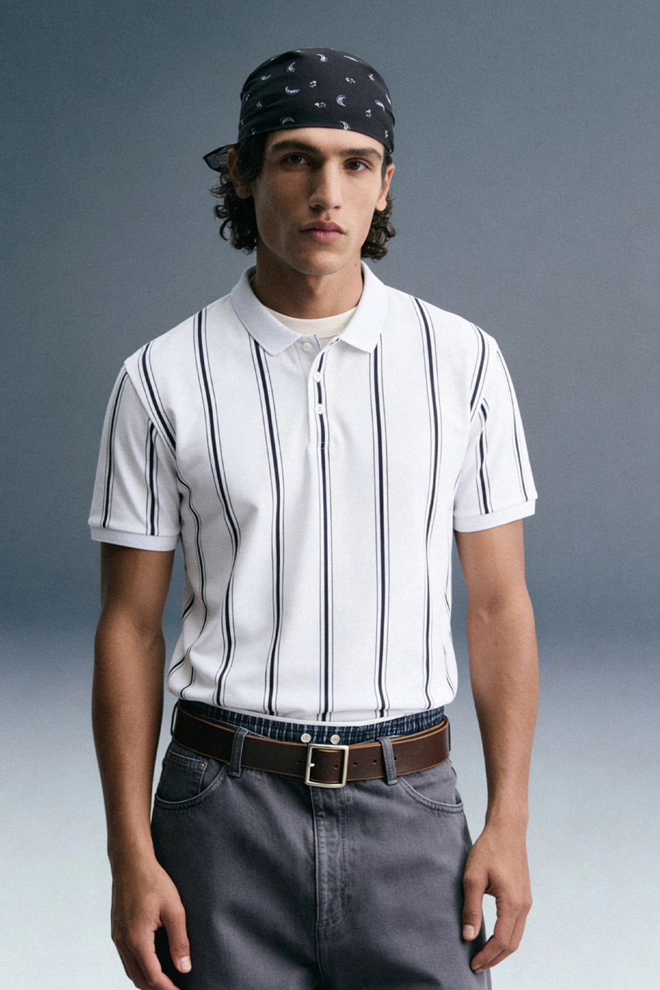 White Striped Polo T-Shirt
