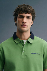 Green Contrast Collar Polo T-Shirt