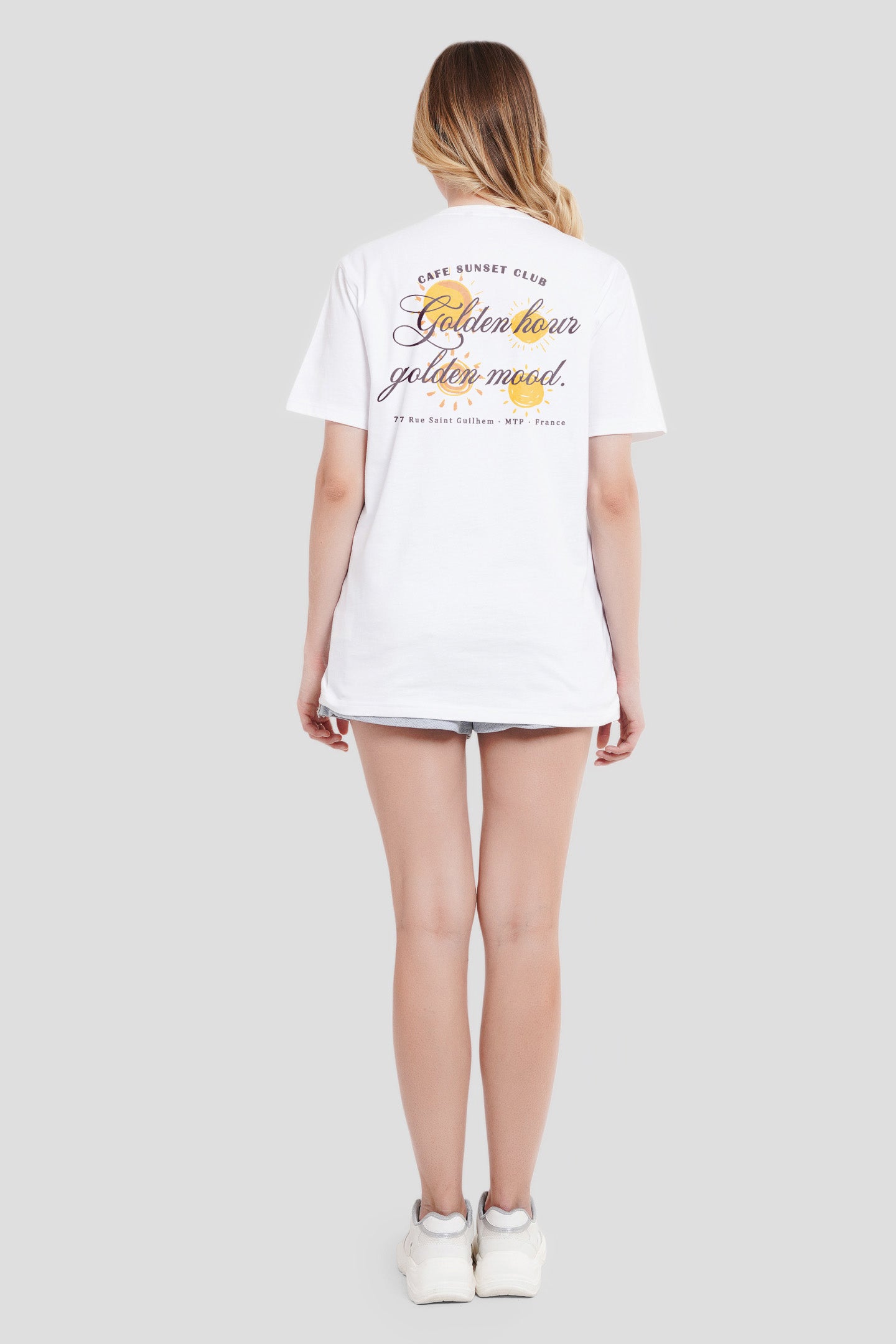 Cafe Underrated Club White Boyfriend Fit T-Shirt Women Pic 1