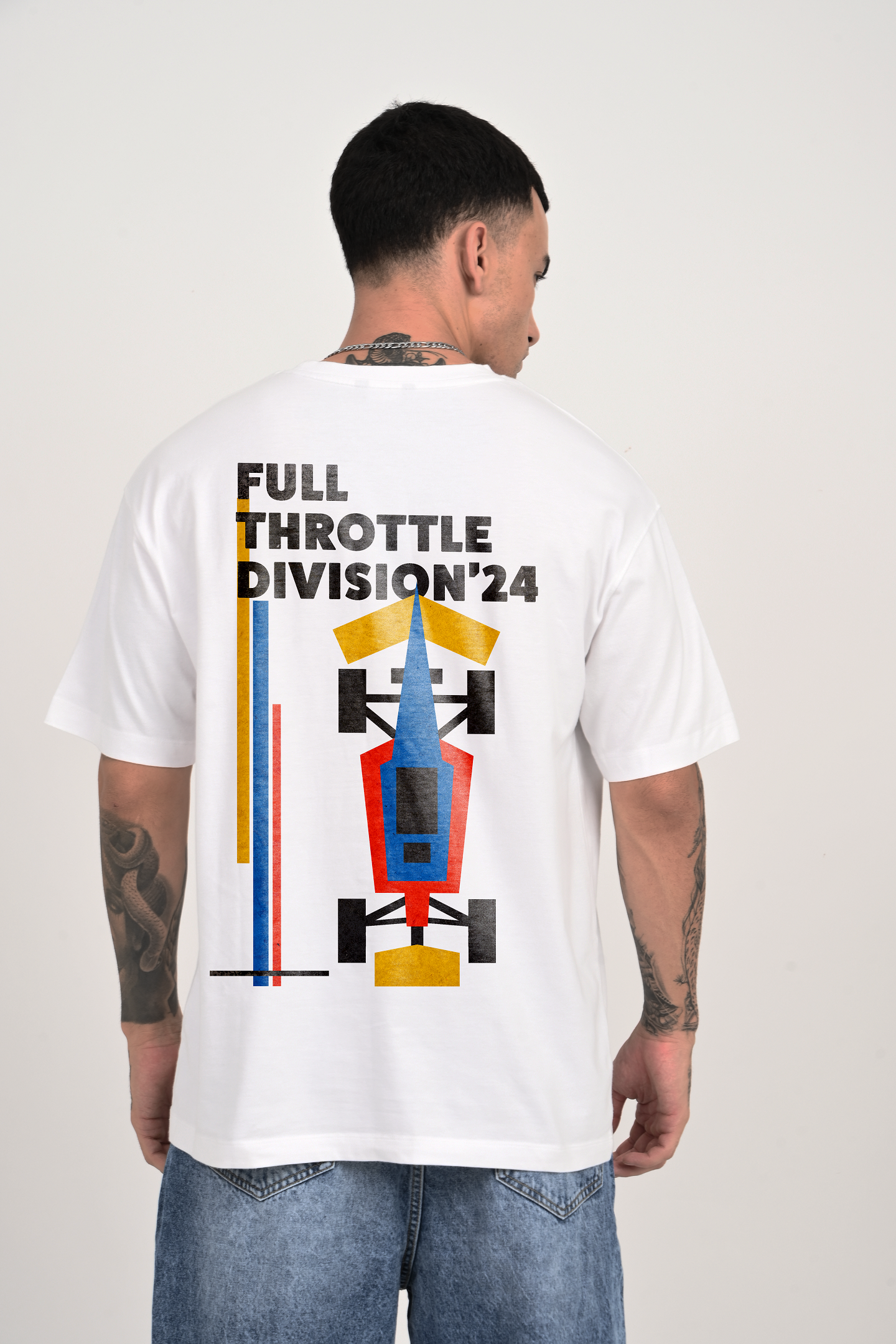 Full Throttle White Overized T-shirt Men