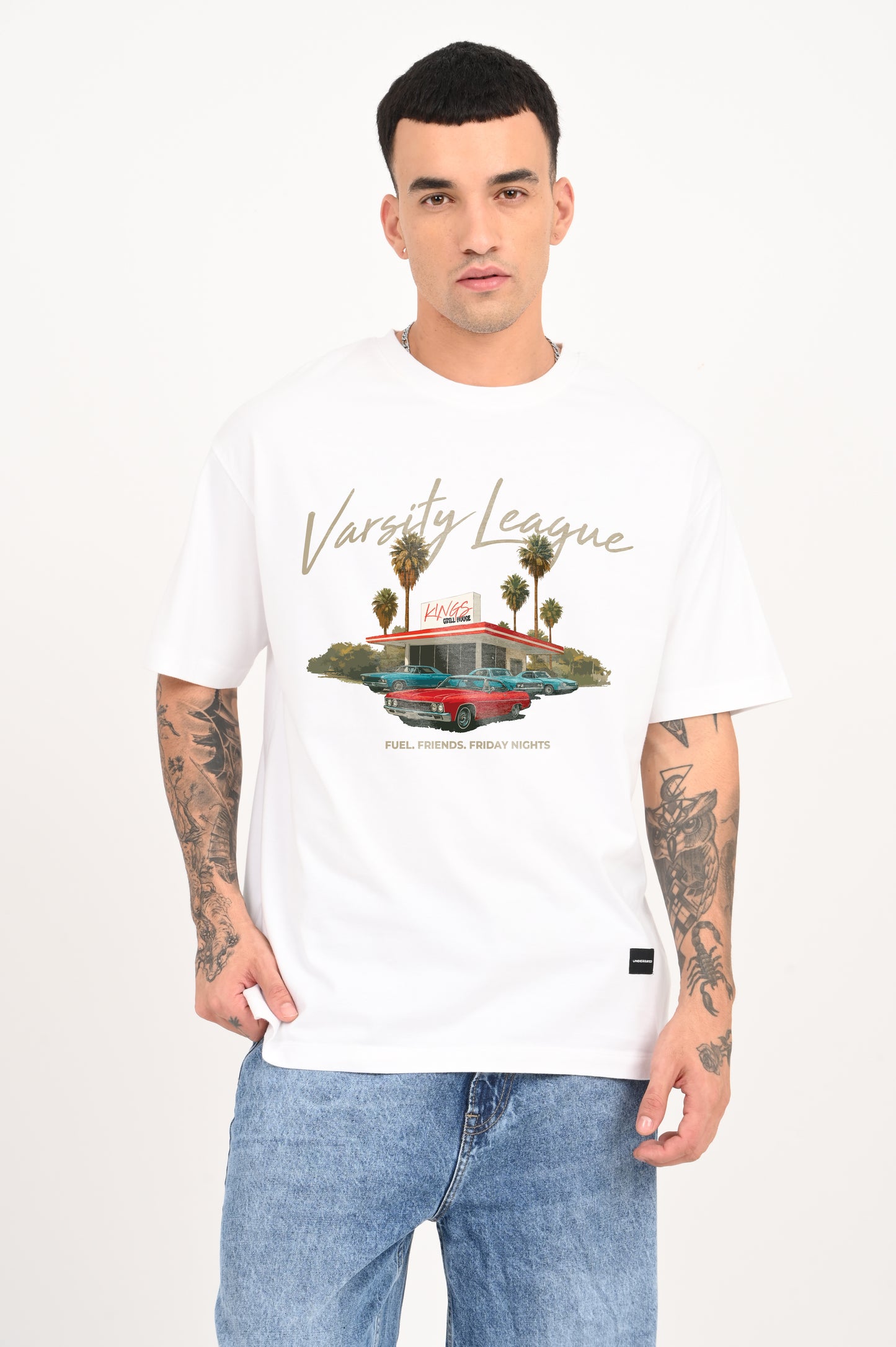 Varsity League White Oversized T-shirt Men