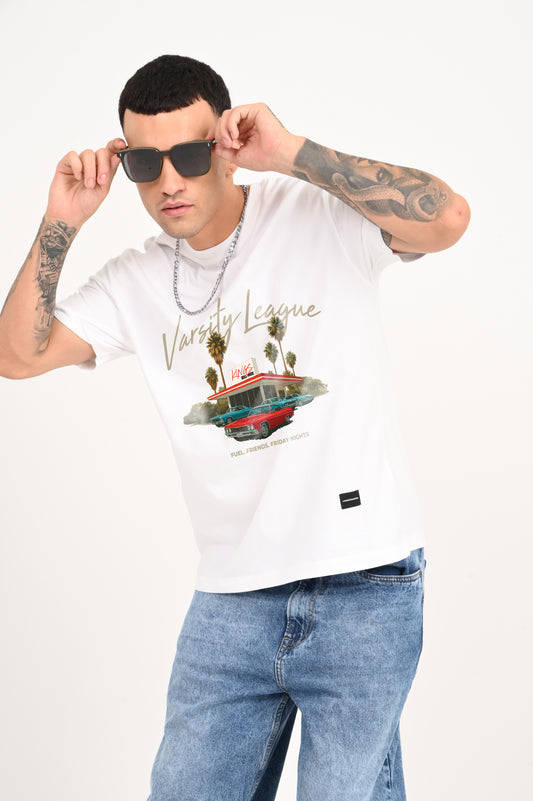 Varsity League White Oversized T-shirt Men