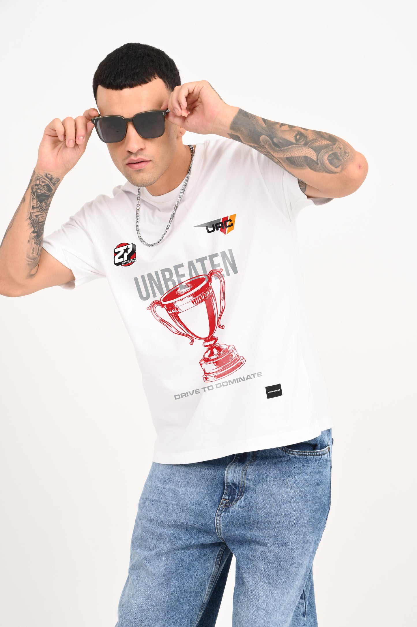 Unbeaten White Oversized T-shirt Men