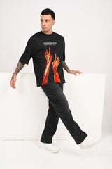 Stylish Sensual Bold Black Baggy Fit T-shirt Men