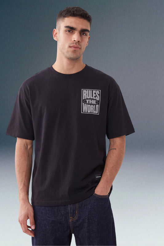 Rules The World Black Oversized T-shirt