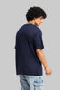 Reflection Of You Navy Blue Oversized Fit T-Shirt Men Pic 2