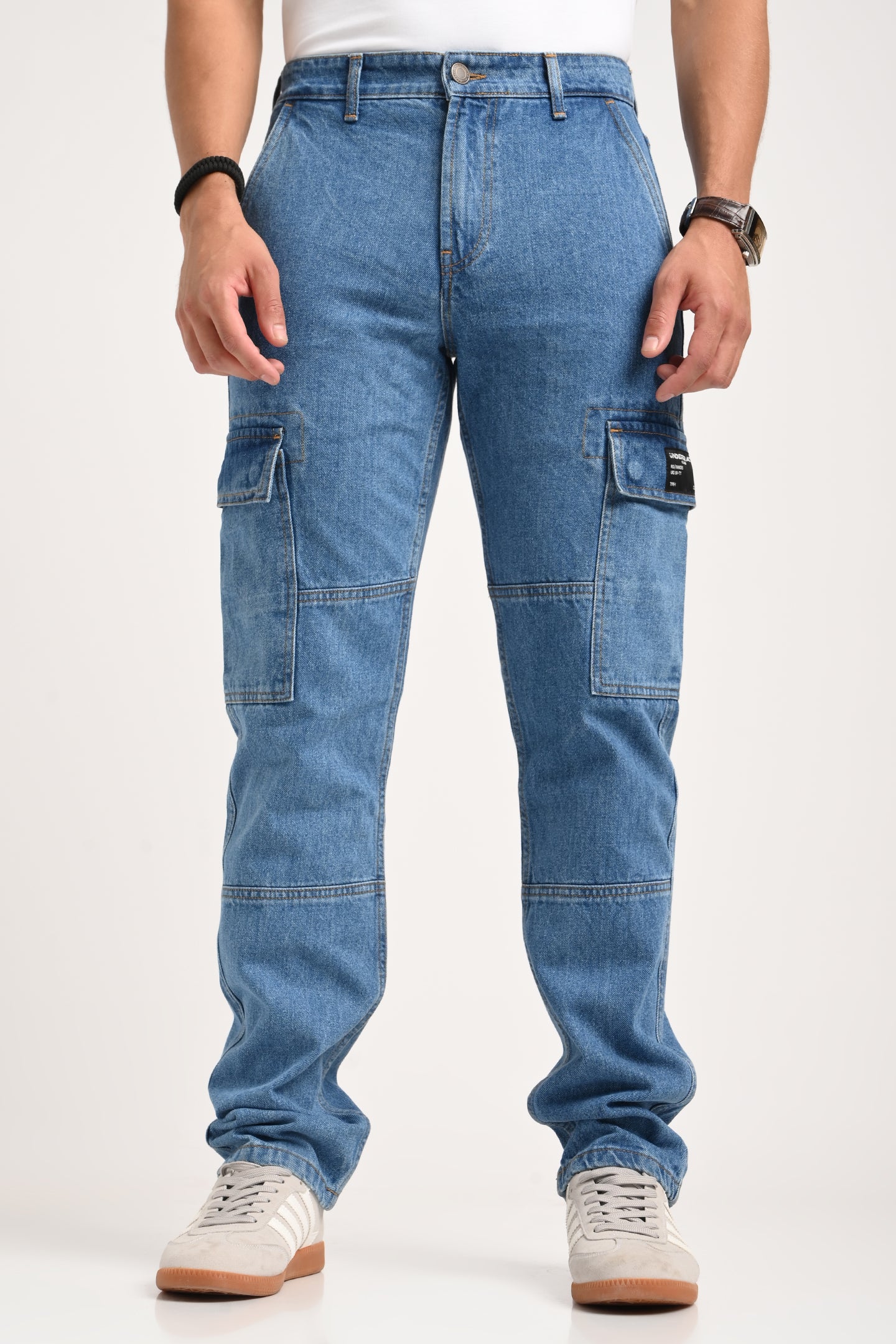 Shop Blue Cargo Jeans For Men - Mid Rise Relaxed Fit