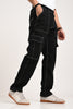 Black Cargo Jeans For Men - Mid Rise Regular Fit Pic 6