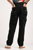 Black Cargo Jeans For Men - Mid Rise Regular Fit Pic 3