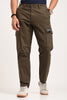 Olive Mid Rise Regular Fit Men's Cargo Pic 1