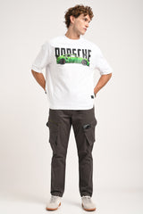 Dark Grey Mid Rise Regular Fit 6 pocket Men's Cargo Pic 2