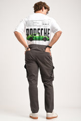 Dark Grey Mid Rise Regular Fit 6 pocket Men's Cargo Pic 7