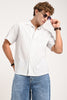 White Striped Cuban Collar Shirt Pic 7