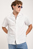 White Striped Cuban Collar Shirt Pic 1