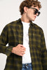 Olive Green Plaid Check Shirt Pic 5