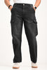 Black Cargo Jeans For Men - Mid Rise Relaxed Fit Pic 1