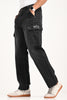 Black Cargo Jeans For Men - Mid Rise Relaxed Fit Pic 4