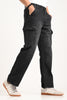 Black Cargo Jeans For Men - Mid Rise Relaxed Fit Pic 5