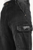 Black Cargo Jeans For Men - Mid Rise Relaxed Fit Pic 6