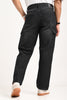 Black Cargo Jeans For Men - Mid Rise Relaxed Fit Pic 3