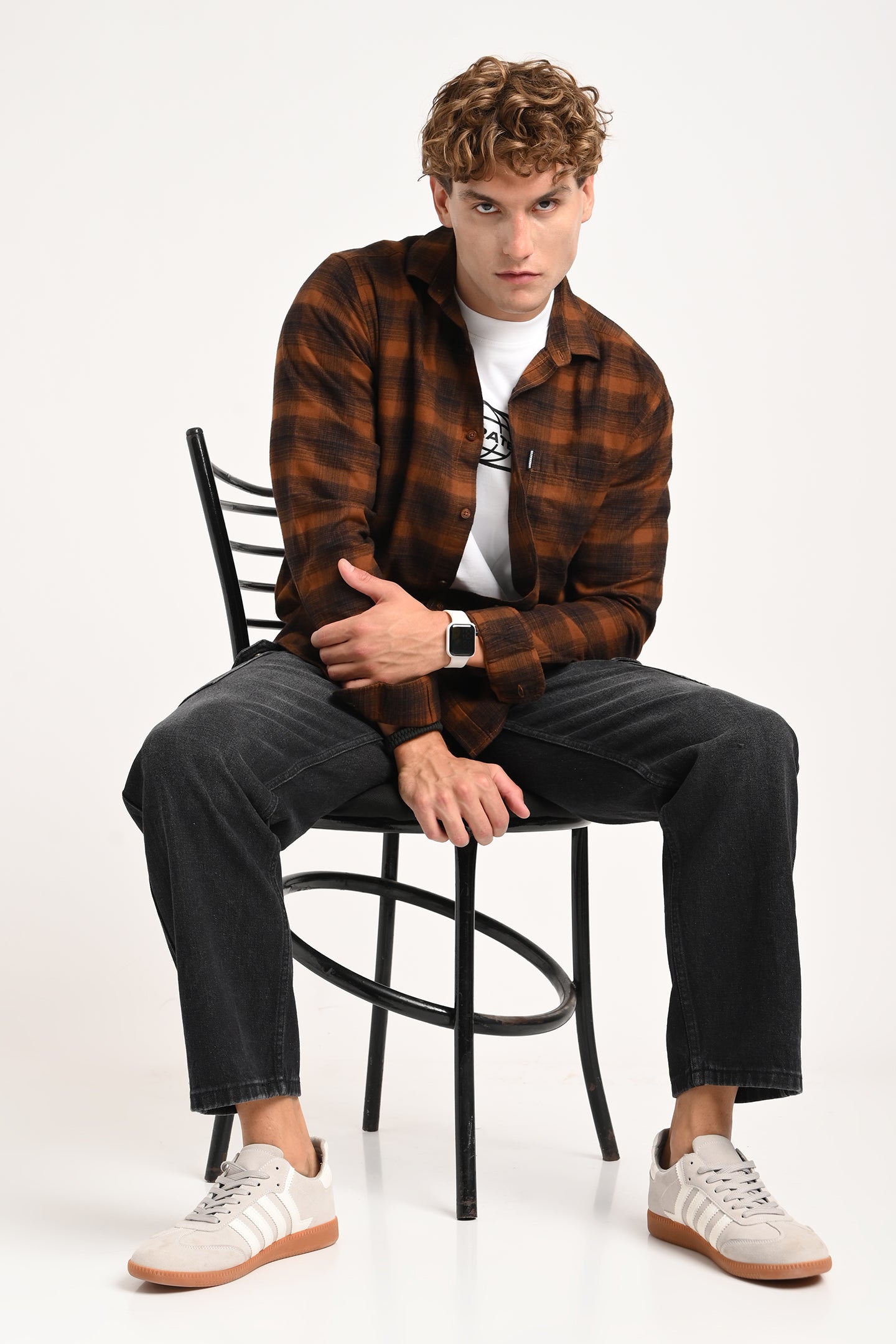 Brown Plaid Check Shirt Pic 2