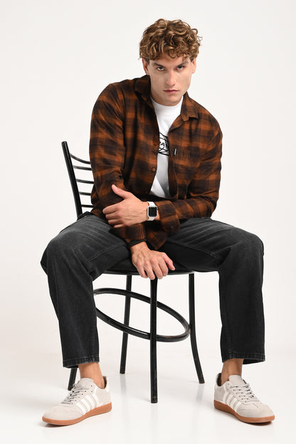 Brown Plaid Check Shirt Pic 2