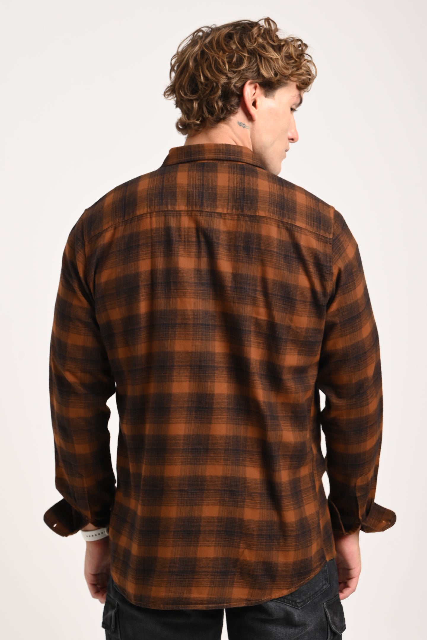 Brown Plaid Check Shirt Pic 3