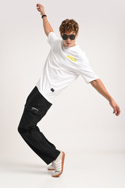 Jet Black Cargo Jeans For men - Mid Rise Relaxed Fit Pic 4