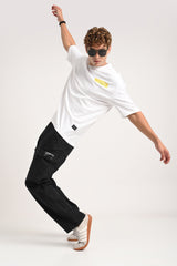 Jet Black Cargo Jeans For men - Mid Rise Relaxed Fit Pic 4
