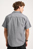 Grey Striped Cuban Collar Shirt Pic 3