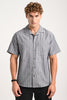 Grey Striped Cuban Collar Shirt Pic 2