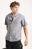 Grey Striped Cuban Collar Shirt Pic 4