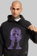 Acid Washed Black Printed Hoodie