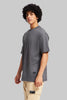 Solid Dark Grey Half Sleeves T-Shirt For Men Oversized Fit Pic 4