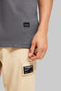 Solid Dark Grey Half Sleeves T-Shirt For Men Oversized Fit Pic 3