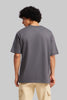 Solid Dark Grey Half Sleeves T-Shirt For Men Oversized Fit Pic 2