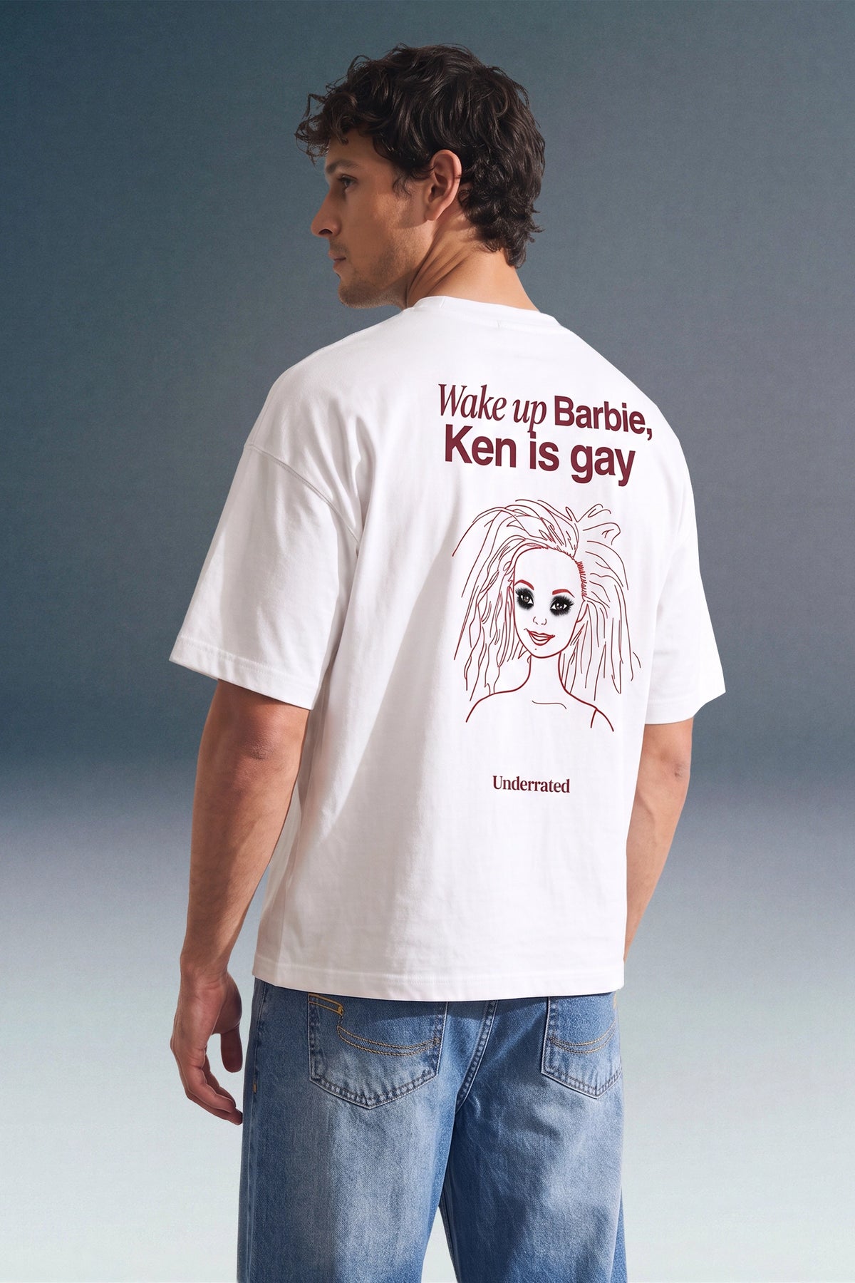 Wake-up Barbie White Oversized T-shirt