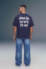 Always Late Navy Blue Oversized T-shirt