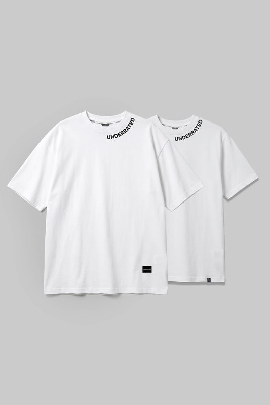 Pack of 2 Underrated Curve White Oversized & White Regular Fit T-shirts