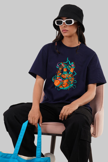 Falling Astro Navy Blue Boyfriend Fit T-Shirt Women