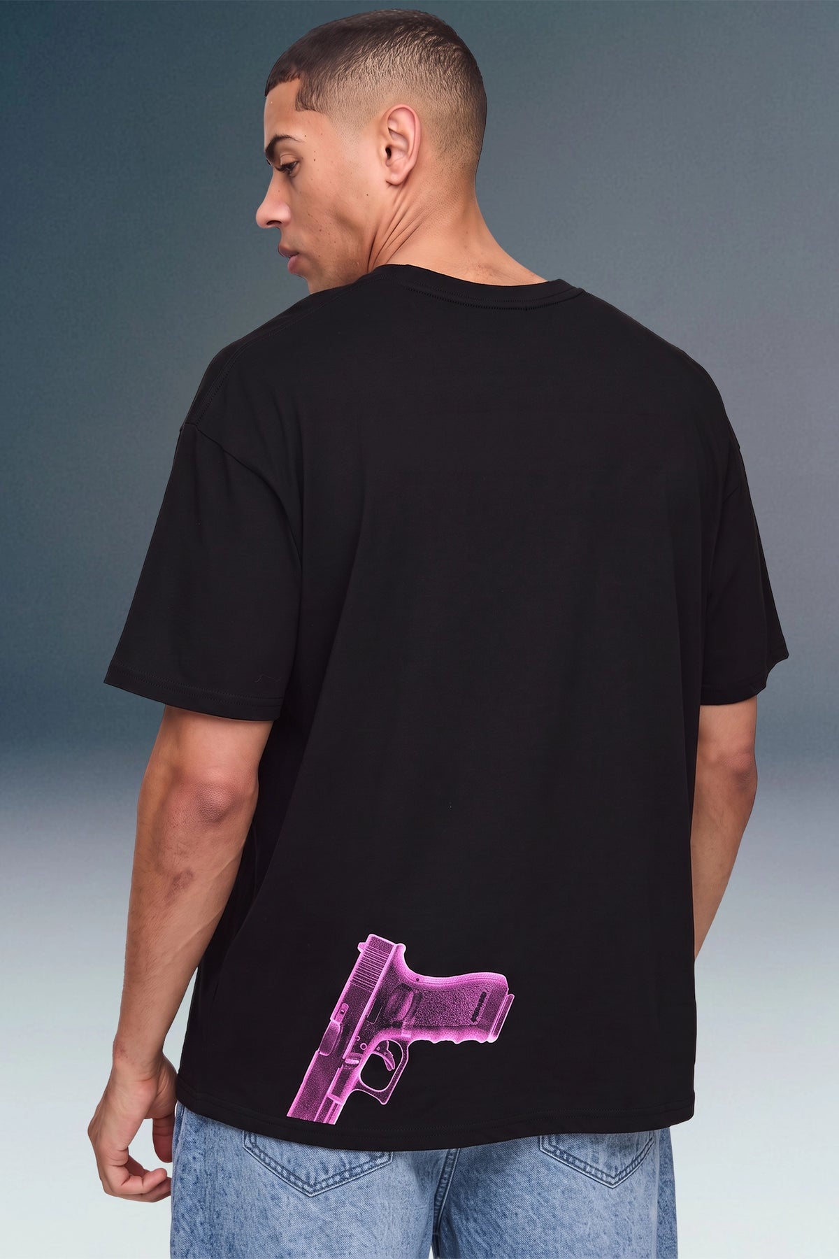 Underrated Gun Black Oversized Fit T-shirt