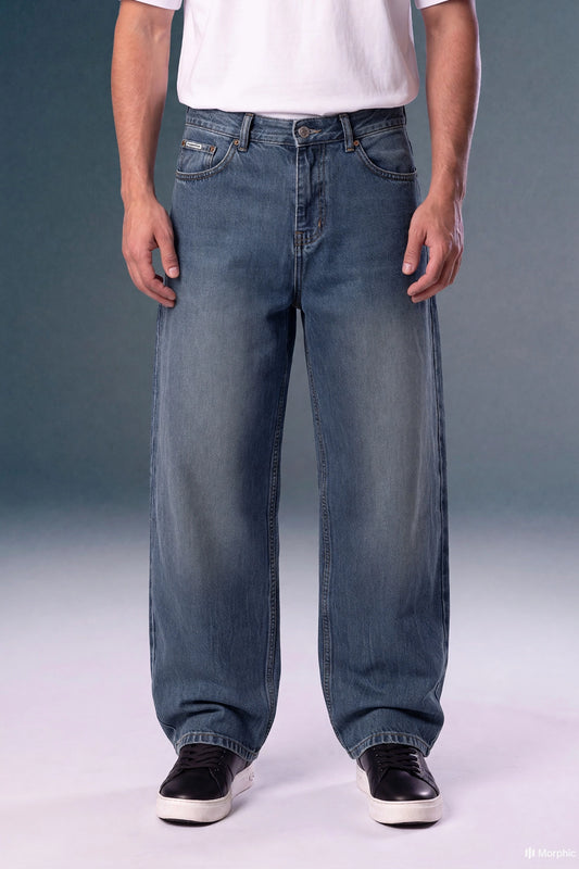 Vintage Blue Men's Baggy Fit Jeans