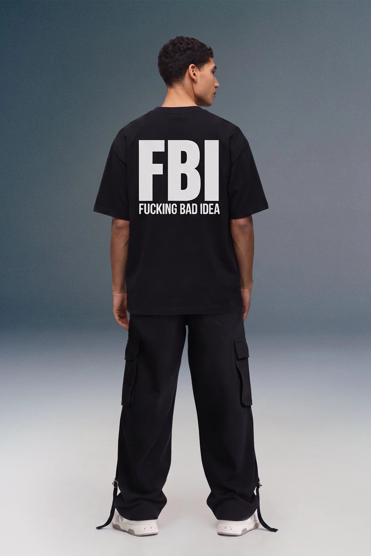 Underrated FBI Black Oversized Fit T-shirt