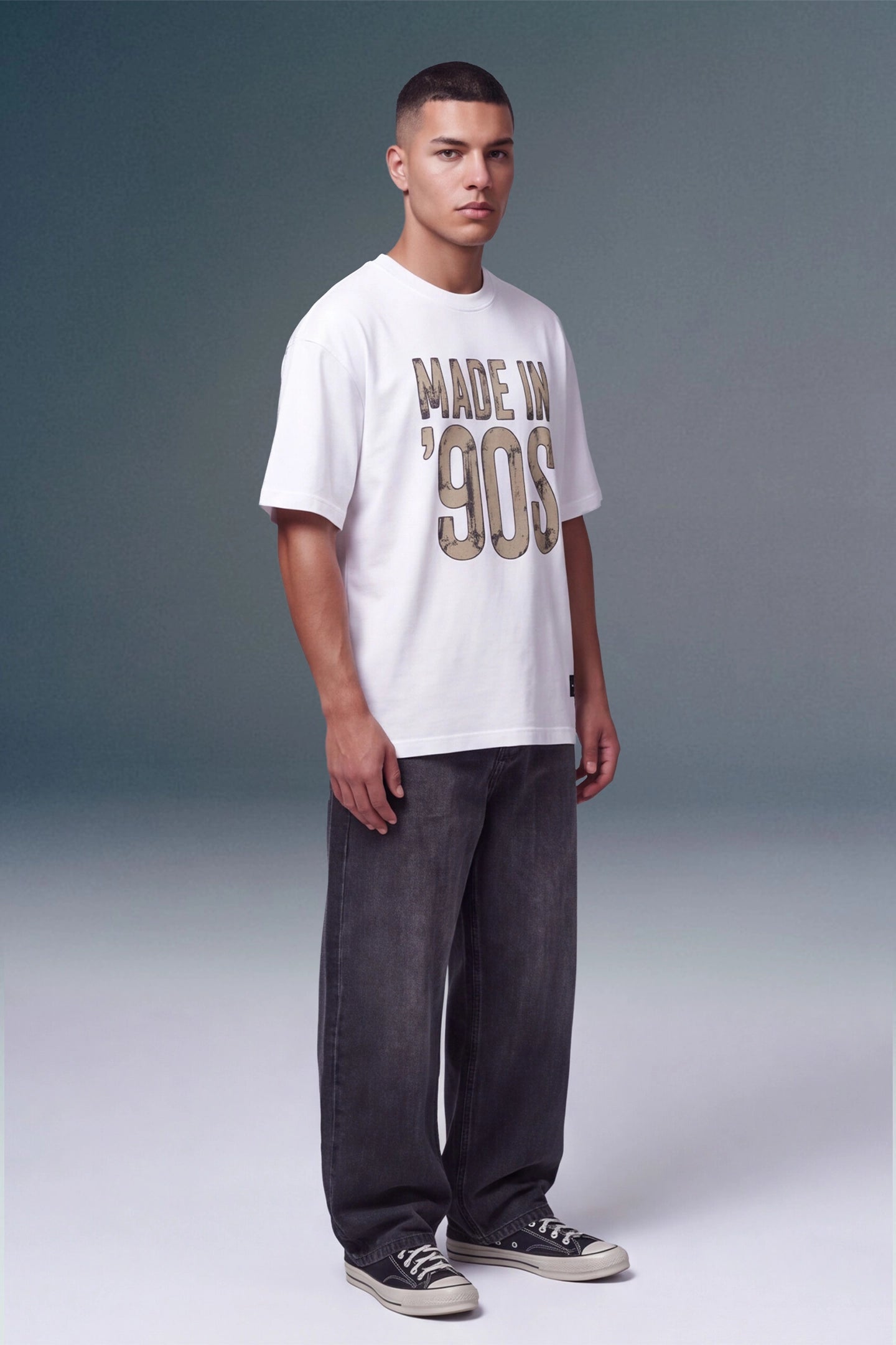 Made in 90s Graphic White Oversized T-shirt