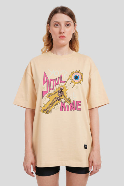 Your Soul Is Mine Beige Printed T-Shirt
