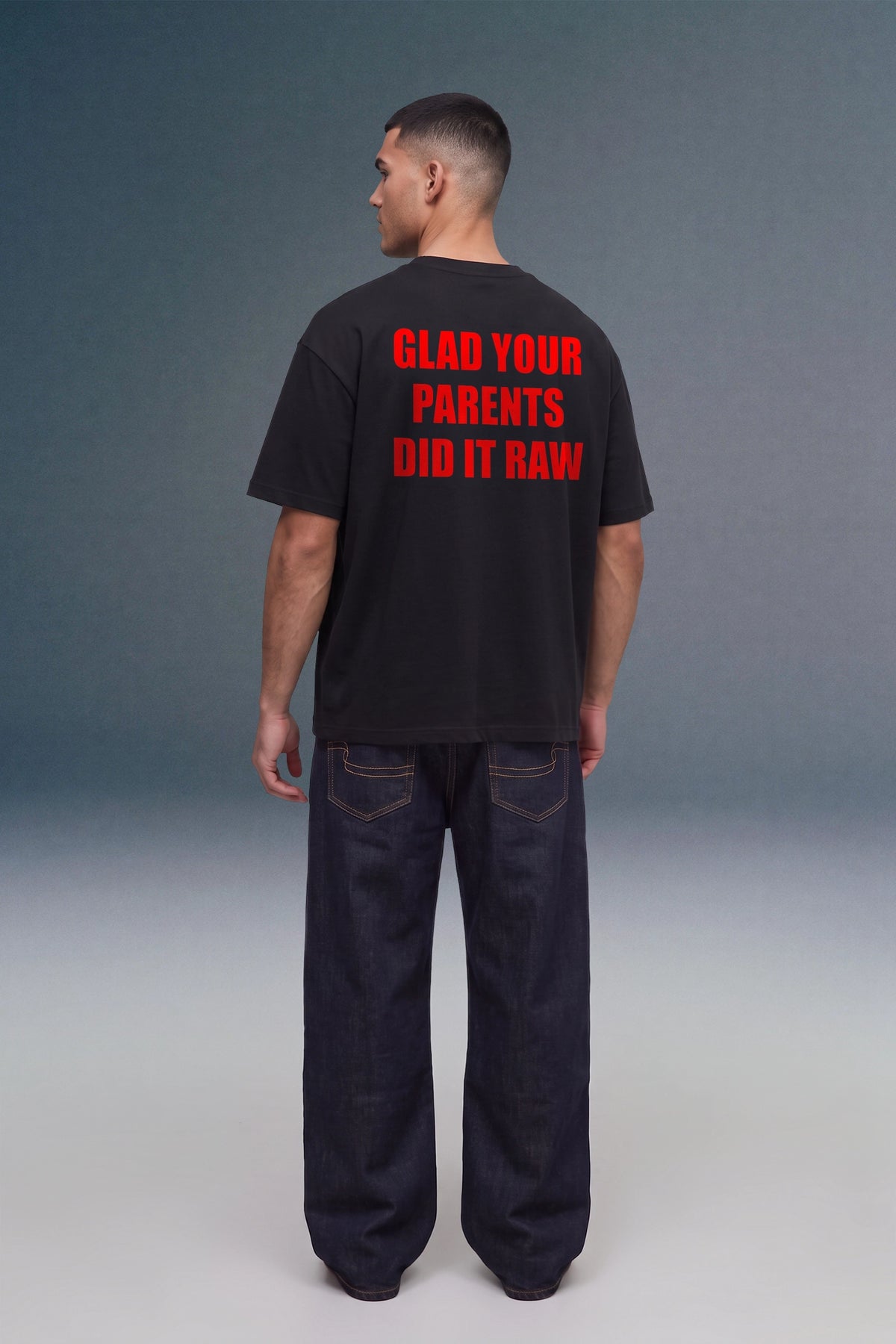 Glad Your Parents Black Oversized T-shirts