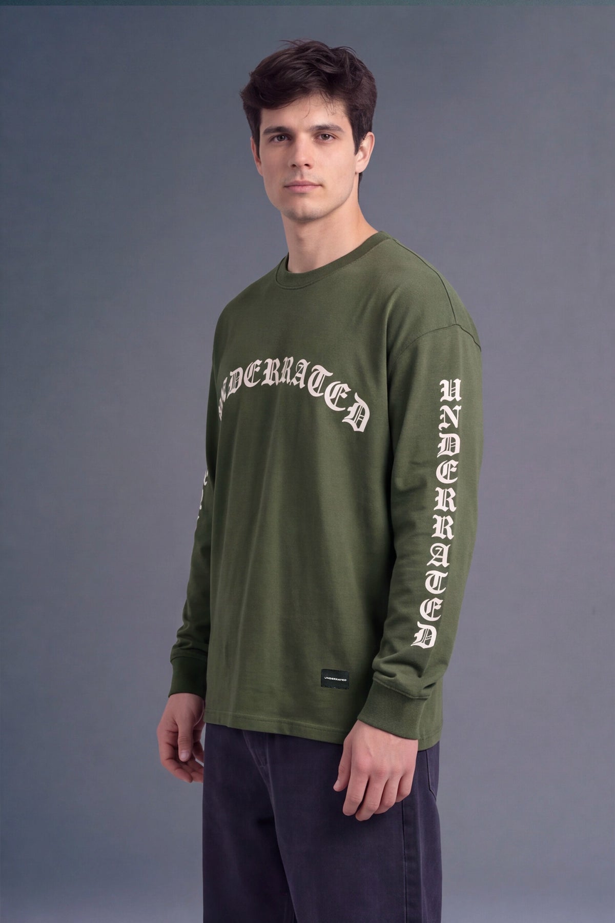 Underrated Gothic Olive Green Full Sleeves Oversized T-shirt